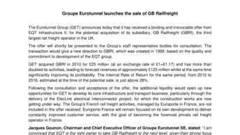 Groupe Eurotunnel launches the sale of GB Railfreight