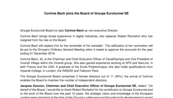 Corinne Bach joins the Board of Groupe Eurotunnel SE