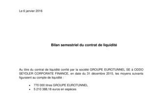 Bilan semestriel du contrat de liquidité