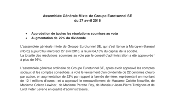 Assemblée Générale Mixte de Groupe Eurotunnel SE  du 27 avril 2016