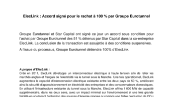 ElecLink : Accord signé pour le rachat à 100 % par Groupe Eurotunnel