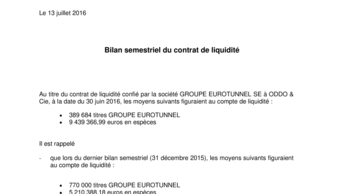 Bilan semestriel du contrat de liquidité