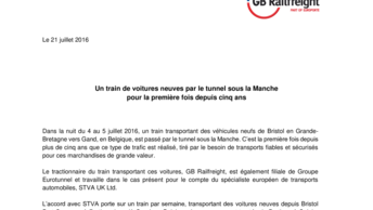 Un train de voitures neuves par le tunnel sous la Manche  pour la première fois depuis cinq ans