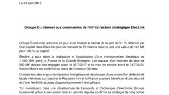 Groupe Eurotunnel aux commandes de l’infrastructure stratégique ElecLink