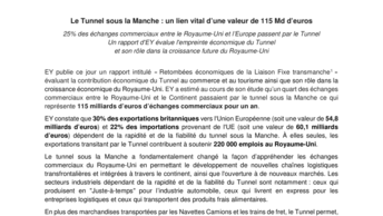 Le Tunnel sous la Manche : un lien vital d’une valeur de 115 Md d’euros