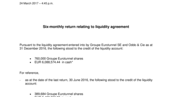 Six-monthly return relating to liquidity agreement