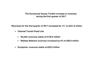 The Eurotunnel Group: Further increase in revenues  during the first quarter of 2017