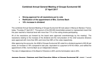 Combined Annual General Meeting of Groupe Eurotunnel SE  27 April 2017