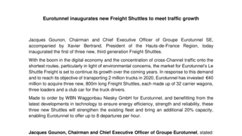 Eurotunnel inaugurates new Freight Shuttles to meet traffic growth
