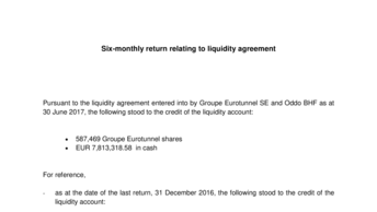 Six-monthly return relating to liquidity agreement