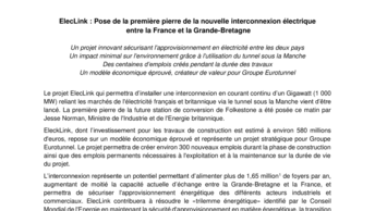 ElecLink : Pose de la première pierre de la nouvelle interconnexion électrique entre la France et la Grande-Bretagne