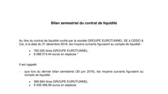 Bilan semestriel du contrat de liquidité