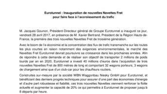 Eurotunnel : Inauguration de nouvelles Navettes Fret  pour faire face à l’accroissement du trafic