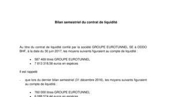 Bilan semestriel du contrat de liquidité