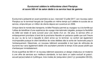 Eurotunnel célèbre le millionième client Flexiplus  et ouvre 500 m² de salon dédié à ce service haut de gamme