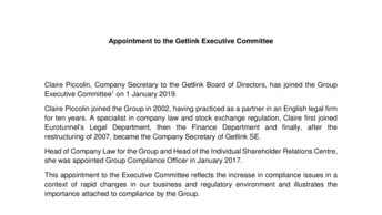 Appointment to the Getlink Executive Committee