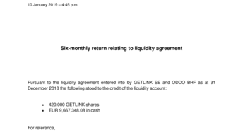 Six-monthly return relating to liquidity agreement