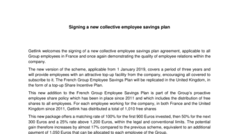 Signing a new collective employee savings plan