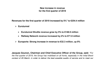 New increase in revenue  for the first quarter of 2019