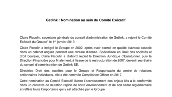 Getlink : Nomination au sein du Comité Exécutif