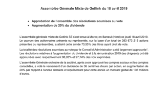Assemblée Générale Mixte de Getlink du 18 avril 2019