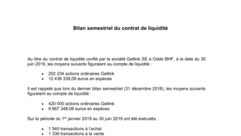 Bilan semestriel du contrat de liquidité