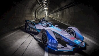 A Formula e through the service tunnel