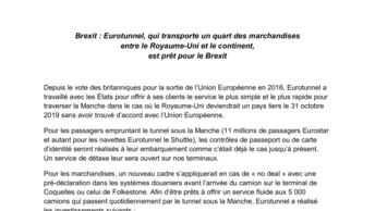 Brexit : Eurotunnel, qui transporte un quart des marchandises entre le Royaume-Uni et le continent, est prêt pour le Brexit