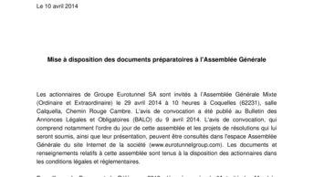 Mise à disposition des documents préparatoires à l'Assemblée Générale