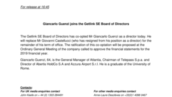 Giancarlo Guenzi joins the Getlink SE Board of Directors