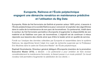 Europorte, Railnova et l’École polytechnique engagent une démarche novatrice en maintenance prédictive et l’utilisation du Big Data