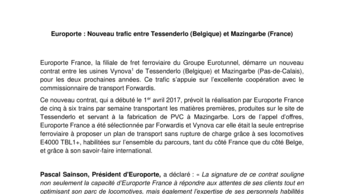 Europorte : Nouveau trafic entre Tessenderlo (Belgique) et Mazingarbe (France)