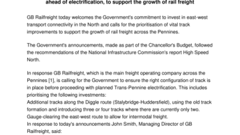 GB Railfreight calls for vital trans-Pennine track improvements  ahead of electrification, to support the growth of rail freight