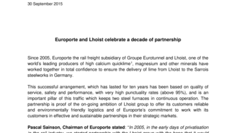 Europorte and Lhoist celebrate a decade of partnership