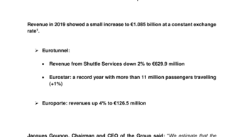 Getlink 2019 revenue stable despite difficult context