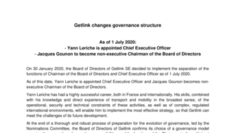 Getlink changes governance structure