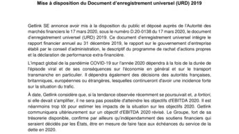 Mise à disposition du Document d'Enregistrement Universel 2019
