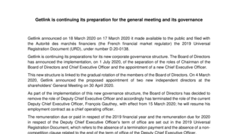 Getlink is continuing its preparation for the general meeting and its governance