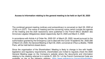 Access to Information relating to the general meeting to be held on April 30, 2020
