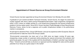 Appointment of Vincent Ducros as Group Environment Director