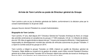 Arrivée de Yann Leriche au poste de Directeur général du Groupe