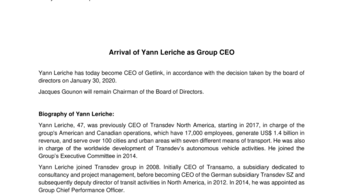 Arrival of Yann Leriche as Group CEO