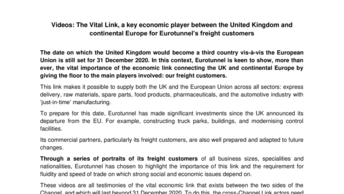 Videos: The Vital Link, a key economic player between the United Kingdom and continental Europe for Eurotunnel’s freight customers