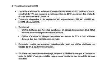 Getlink : Confirmation des fondamentaux au troisième trimestre 2020