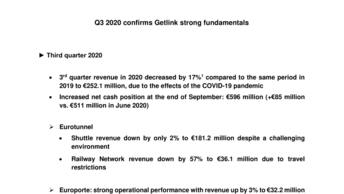 Q3 2020 confirms Getlink strong fundamentals