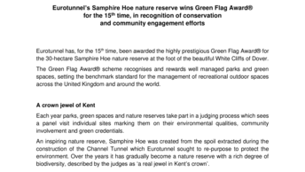 Eurotunnel’s Samphire Hoe nature reserve wins Green Flag Award® for the 15th time, in recognition of conservation and community engagement efforts