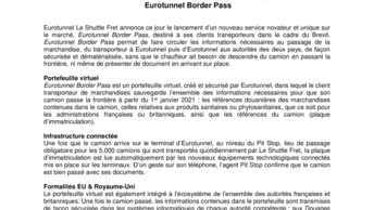 Eurotunnel lance son nouveau service Fret, Eurotunnel Border Pass