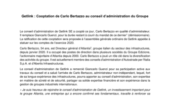 Gouvernance - Carlo Bertazzo coopté au Conseil d'administration du Groupe