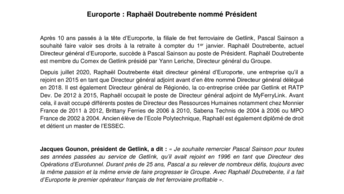 Europorte : Raphaël Doutrebente nommé Président