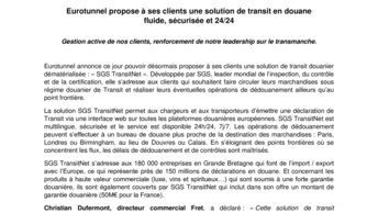 Eurotunnel propose à ses clients une solution de transit en douane  fluide, sécurisée et 24/24